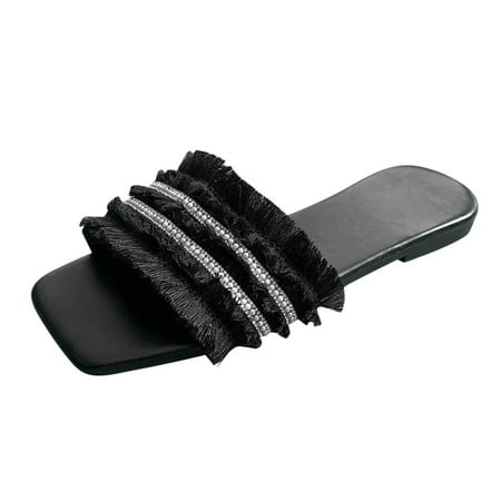 Youmylove Women Slide Slippers Fashion Summer Exquisite Tassel Rhinestone Decorative Square Head Flat Sandals Leisure Ladies Cozy Daily Walking
Youmylove Women Slide Slippers Fashion Summer Exquisite Tassel Rhinestone Decorative Square Head Flat Sandals Leisure Ladies Cozy Daily Walking