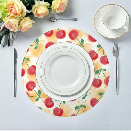 Hidove Watercolor Cherry Fruit Round Placemats 1pc Non Slip Heat Resistant Washable Table Mats for Kitchen Dining Table Decoration 15.4
Hidove Watercolor Cherry Fruit Round Placemats 1pc Non Slip Heat Resistant Washable Table Mats for Kitchen Dining Table Decoration 15.4