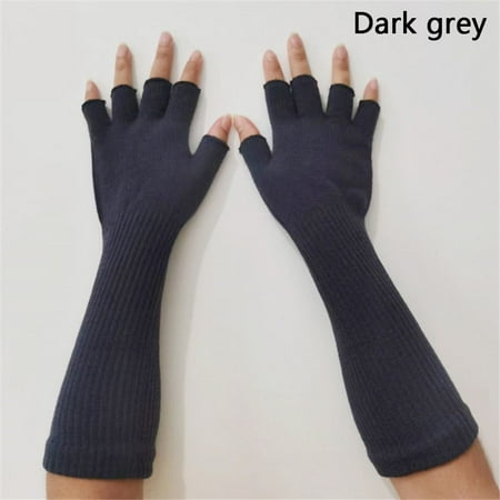 Unisex Warm Knitted Pure Black Work Gloves Half Finger Gloves Arm Warmers Elbow Long DARK GREY
Unisex Warm Knitted Pure Black Work Gloves Half Finger Gloves Arm Warmers Elbow Long DARK GREY