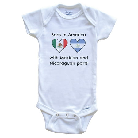 Born In America With Mexican and Nicaraguan Parts Funny Mexico Nicaragua Flags One Piece Baby Bodysuit
Born In America With Mexican and Nicaraguan Parts Funny Mexico Nicaragua Flags One Piece Baby Bodysuit