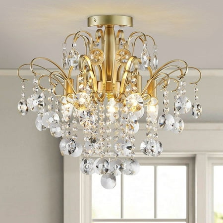 MANXING Crystal Chandelier Flushmount Ceiling Light Modern Lighting Fixture for Bedroom Hallway Bar Kitchen Bathroom H 17.5 x W 19.3 E12 Base Gold
MANXING Crystal Chandelier Flushmount Ceiling Light Modern Lighting Fixture for Bedroom Hallway Bar Kitchen Bathroom H 17.5 x W 19.3 E12 Base Gold
