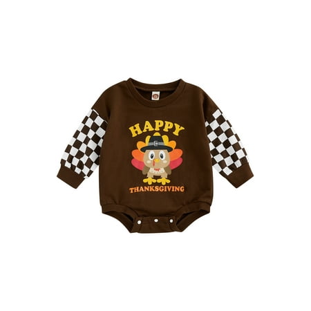 Meihuida Infant Thanksgiving Day Romper Long Sleeve Round Neck Turkey/Letter Print Bodysuit 
Meihuida Infant Thanksgiving Day Romper Long Sleeve Round Neck Turkey/Letter Print Bodysuit