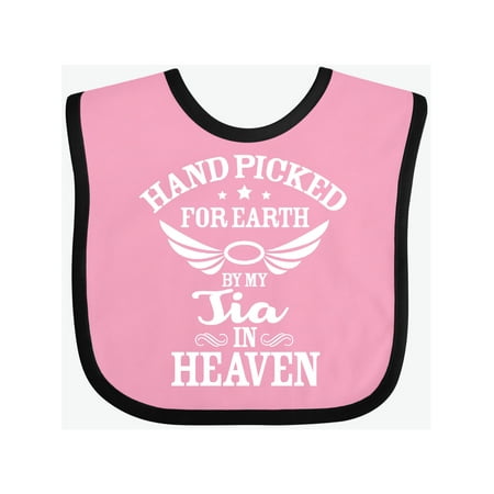 Inktastic Handpicked for Earth By My Tia in Heaven with Angel WIngs Gift Baby Boy or Baby Girl Bib