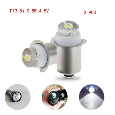 

2pcs 3/4.5/6V 0.5W 6000K White LED P13.5S Replacement Bulb for Flashlight Torch