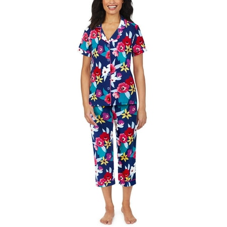 BedHead - Short Sleeve Cropped PJ Set -Painter s Floral - Extra Small