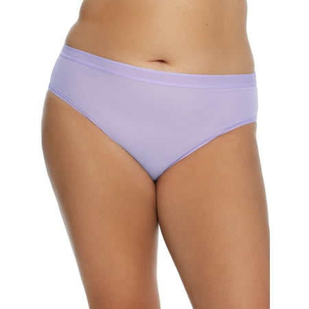 Curvy Couture Womens Sheer Mesh Hi-Cut Brief Style-1313