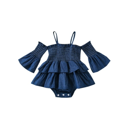 ZIYIXIN Lovely Baby Girls Romper Long Flare Sleeve Ruffle Off Shoulder Denim Jumpsuit Autumn Clothes Blue 12-18 Months
ZIYIXIN Lovely Baby Girls Romper Long Flare Sleeve Ruffle Off Shoulder Denim Jumpsuit Autumn Clothes Blue 12-18 Months
