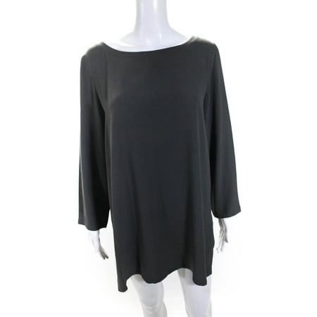 Pre-owned|Eileen Fisher Womens Long Sleeve Blouse Dress Gray Size XXS