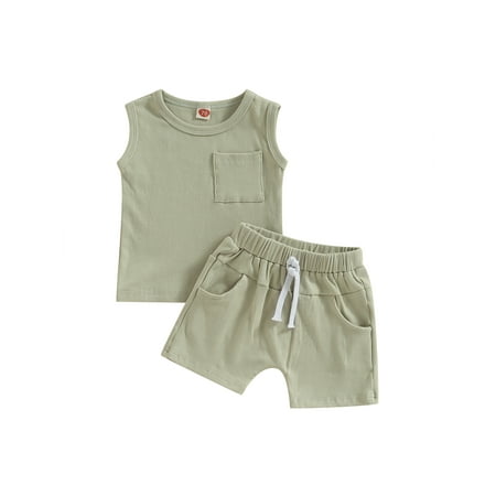 Genuiskids 2Pcs Toddler Baby Boy Summer Outfits 0-3T Infant Solid Sleeveless Tank Tops with Breast Pocket and Stretch Casual Shorts Cute Infant Boy Clothes Set
Genuiskids 2Pcs Toddler Baby Boy Summer Outfits 0-3T Infant Solid Sleeveless Tank Tops with Breast Pocket and Stretch Casual Shorts Cute Infant Boy Clothes Set