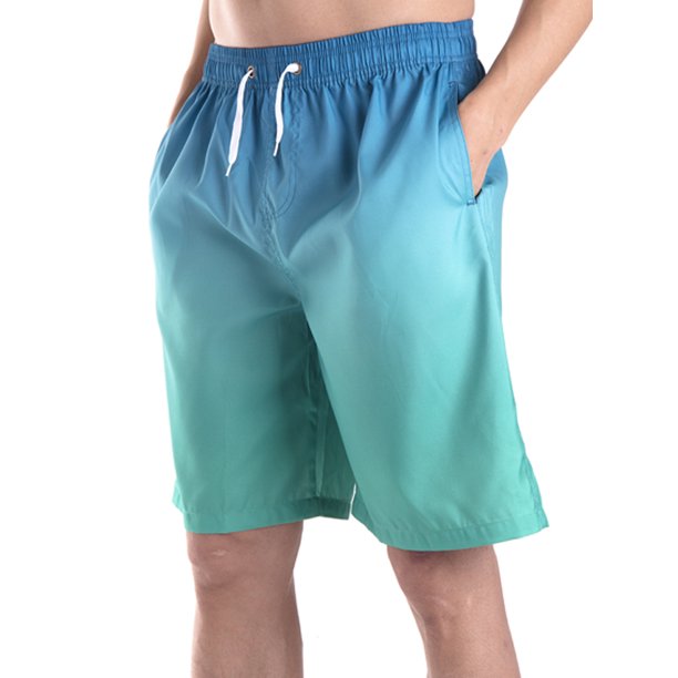 LELINTA Mens Board Shorts Swim Trunks, Mens Print Long Trunk Swimwear Breathable and Elastic Waist Drawstring, Green/ Red, Up to size 3XL
