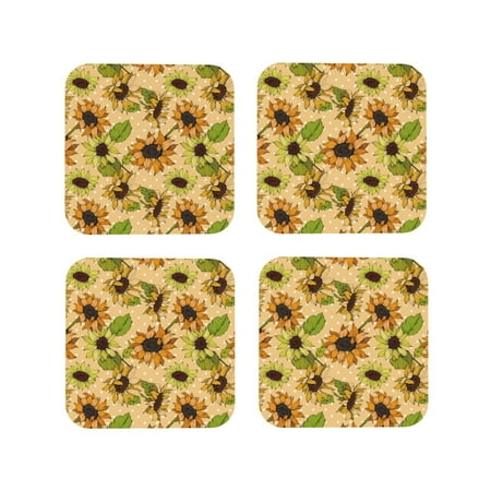 Leather Coasters with Heat-resistant for Drinks Sunflowers Green Yellow Cup Coasters Cup Pad Mat for Tabletop Protection Coffee Table Office Desk and Housewarming Gift
Leather Coasters with Heat-resistant for Drinks Sunflowers Green Yellow Cup Coasters Cup Pad Mat for Tabletop Protection Coffee Table Office Desk and Housewarming Gift