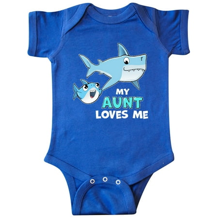 Inktastic My Aunt Loves Me with Cute Sharks Gift Baby Boy or Baby Girl Bodysuit