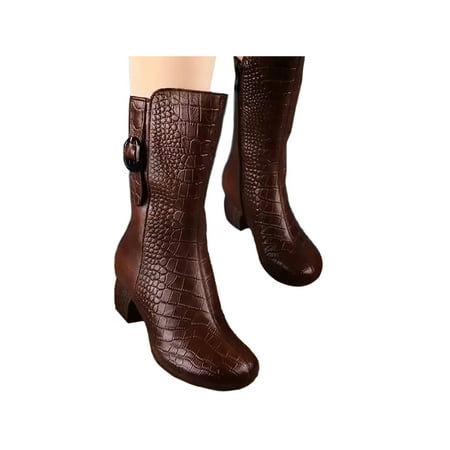 Ymiytan Ladies Winter Shoes Chunky Heeled Mid-Calf Boot Fashion Boots Work Comfort Side Zip Brown 5
Ymiytan Ladies Winter Shoes Chunky Heeled Mid-Calf Boot Fashion Boots Work Comfort Side Zip Brown 5