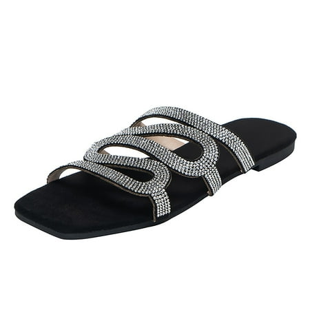 Sandals Women Ladies Slip On Flat Sandals Casual Bling Rhinestone Strap Sandals Open Toe Slide Sandals For Women
Sandals Women Ladies Slip On Flat Sandals Casual Bling Rhinestone Strap Sandals Open Toe Slide Sandals For Women