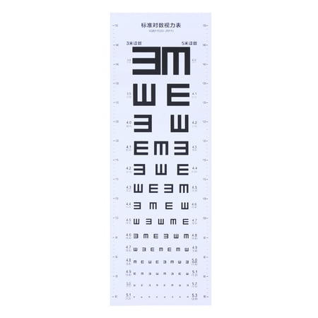 Thick Plastic Eye Chart Visual Testing Chart for Home School (White)