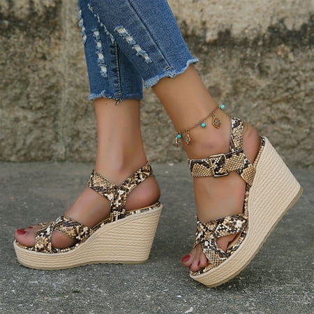 KBODIU Womens Sandals Mothers Day Gifts Thick Sole Snake Patterned Open-toe Casual Wedge Platform Sandals for Women Dressy Summer Brown 40
KBODIU Womens Sandals Mothers Day Gifts Thick Sole Snake Patterned Open-toe Casual Wedge Platform Sandals for Women Dressy Summer Brown 40