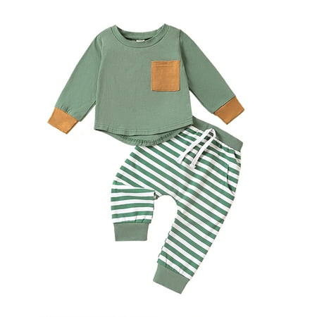 Toddler Baby Boy Clothes Long Sleeve Pocket T-Shirt Top Sweatshirt Pullover Striped Pants Set 2pcs Fall Winter Outfits
Toddler Baby Boy Clothes Long Sleeve Pocket T-Shirt Top Sweatshirt Pullover Striped Pants Set 2pcs Fall Winter Outfits