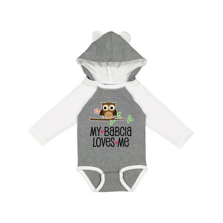 Inktastic My Babcia Loves Me Girls Owl Gift Baby Girl Long Sleeve Bodysuit