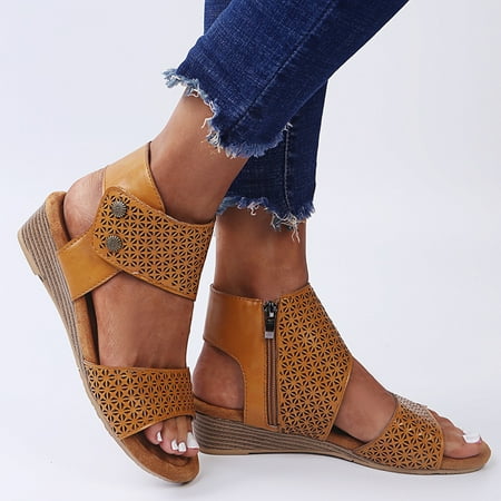 YTJX Women HollowOpen Toe Breathable Sandals Zipper Casual Solid Color Wedges Shoes
YTJX Women HollowOpen Toe Breathable Sandals Zipper Casual Solid Color Wedges Shoes