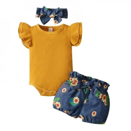 Clearance Summer Baby Girl Clothing Flare Sleeve Solid Romper tops Floral Shorts Headband Infant Girls Outfits Clothes
Clearance Summer Baby Girl Clothing Flare Sleeve Solid Romper tops Floral Shorts Headband Infant Girls Outfits Clothes