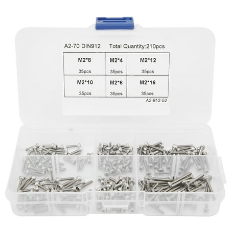 210Pcs Hex Socket Cap Head Screw 304 Stainless Steel Hardware Accessories Boxed Set M2
210Pcs Hex Socket Cap Head Screw 304 Stainless Steel Hardware Accessories Boxed Set M2