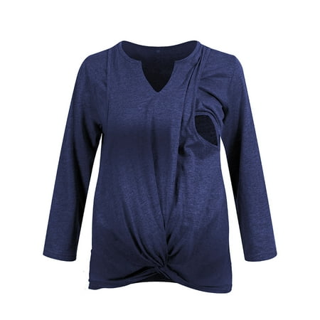Big Holiday Savings Women Maternity Nursing Clothes Long Sleeve V Neck Breastfeeding Pregnant Tops