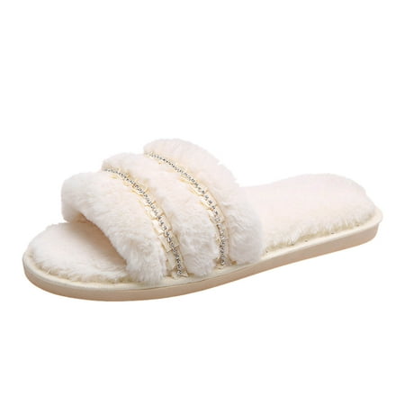 WANYNG slippers for women Women s Fashion Rhinestone Flat Bottom Large Size Outer Wear Furry Slippers Women Shoes White 42-43
WANYNG slippers for women Women s Fashion Rhinestone Flat Bottom Large Size Outer Wear Furry Slippers Women Shoes White 42-43