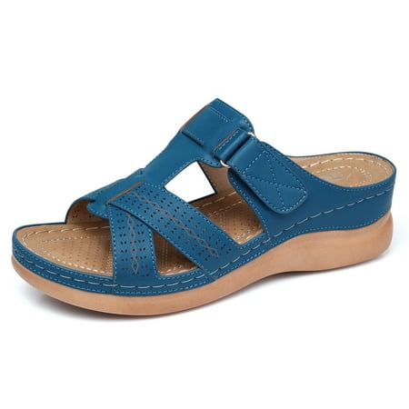 SHIBEVER Vintage Wedge Sandals for Women Casual Summer Beach Cute Comfort Open Toe Platform Mules Shoes Blue 6
SHIBEVER Vintage Wedge Sandals for Women Casual Summer Beach Cute Comfort Open Toe Platform Mules Shoes Blue 6