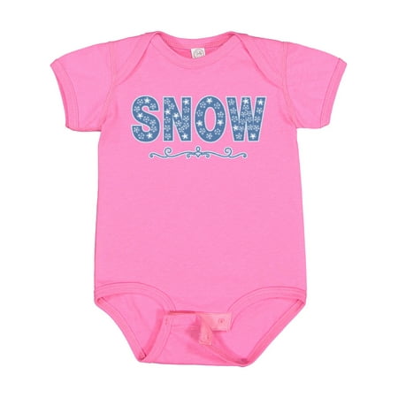 Inktastic White Snowflake Snow Text Gift Baby Boy or Baby Girl Bodysuit