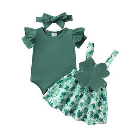 Liacowi Baby Girls 3Pcs Summer Clothes Outfits 3M 6M 9M 12M 18M Infant Girls Short Sleeve Ribbed Romper + Clover Print Suspender Skirt + Headband Set
Liacowi Baby Girls 3Pcs Summer Clothes Outfits 3M 6M 9M 12M 18M Infant Girls Short Sleeve Ribbed Romper + Clover Print Suspender Skirt + Headband Set