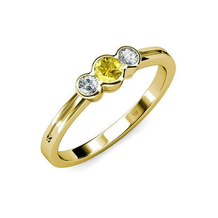 Yellow Sapphire and Diamond (SI2-I1 G-H) Three Stone Ring 0.50 ct tw in 14K Yellow Gold.size 3.5
Yellow Sapphire and Diamond (SI2-I1 G-H) Three Stone Ring 0.50 ct tw in 14K Yellow Gold.size 3.5