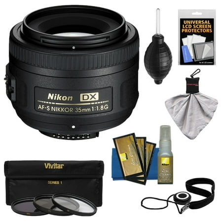Nikon 35mm f\/1.8 G DX AF-S Nikkor Lens + 3 UV\/CPL\/ND8 Filters + Accessory Kit for D3200, D3300, D5300, D5500, D7100, D7200 Cameras