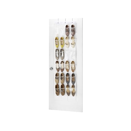 Zober over The Door Shoe Organizer 64 in x 18, 24 Mesh Breathable Pockets, Hanging Shoe Holder for Maximizing Shoe Storage, Accessories, toiletries, Laundry Items, White