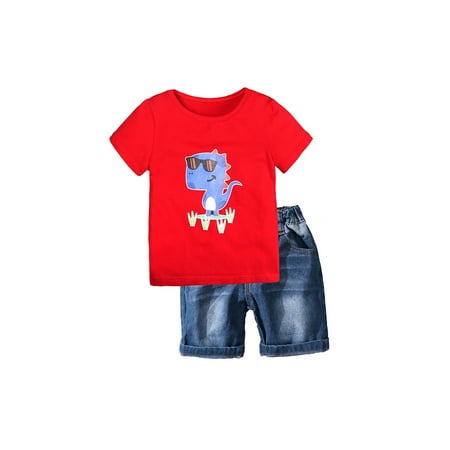 EYIIYE Kids Boys Summer Short Sleeve Dinosaur Tops T-Shirt Shorts Denim Playwear Outfit Set
EYIIYE Kids Boys Summer Short Sleeve Dinosaur Tops T-Shirt Shorts Denim Playwear Outfit Set