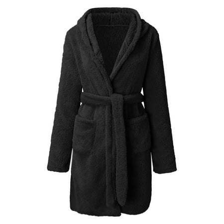 YeccYuly Women s Warm Fleece Winter Robe Long Plush Bathrobe