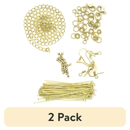 (2 pack) Cousin DIY Metal Jewelry Finding Starter Pack, 75 Piece, Gold Finish Metal