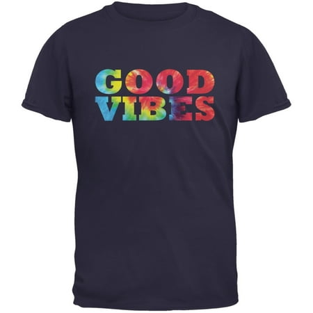 Tie Dye Good Vibes Navy Adult T-Shirt