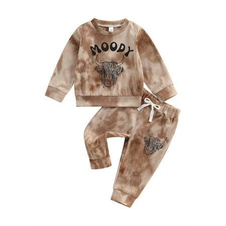 Licupiee 2Pcs Baby Boy Fall Winter Clothes Long Sleeve Letters Cow Print Sweatshirt Pullover Tie-dye Sweatpants Western Outfit
Licupiee 2Pcs Baby Boy Fall Winter Clothes Long Sleeve Letters Cow Print Sweatshirt Pullover Tie-dye Sweatpants Western Outfit