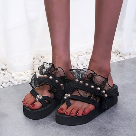 Alueeu Women s slipper Women s Fashion Platform Slippers Pearl Lace Slope With Casual Flip Flops
Alueeu Women s slipper Women s Fashion Platform Slippers Pearl Lace Slope With Casual Flip Flops