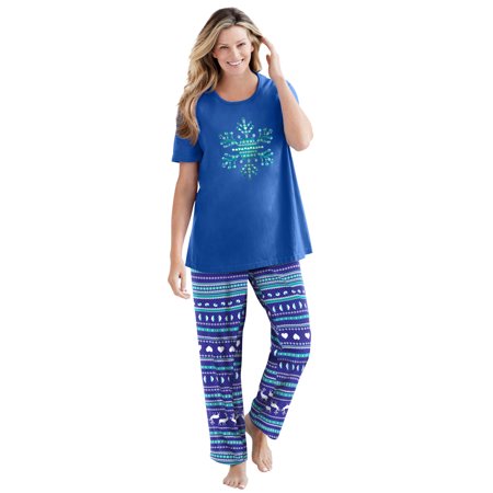 Dreams & Co. Women s Plus Size Graphic Tee Pj Set Pajamas