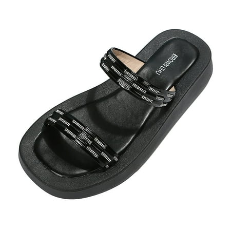 

ZIZOCWA Bohemian Sandals for Women Owl Slippers for Women Fashion Women Beach Slip On Soft Sole Casual Open Toe Non Slip Flat Rhinestone Breathable Sl 38