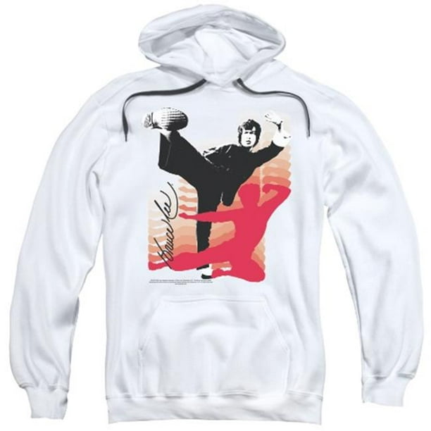 Trevco Bruce Lee-Kick It - Adult Pull-Over Hoodie - White, 2X