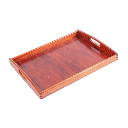

Multipurpose Snack Tray Tea Drink Platter Wedding Gift Storage Wood Plate Centerpiece Pantry Table Organizer Tray for Coffee Table Ottoman Rosewood Large