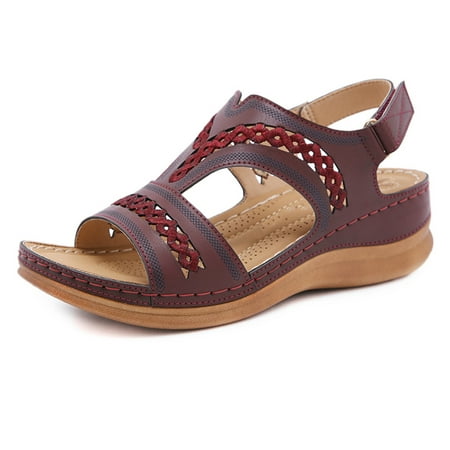 Plus Size Women Retro Stitching Hollow Out Hook Loop Hand Made Wedges Sandals Vintage Style Summer Shoes 42 Jujube Red
Plus Size Women Retro Stitching Hollow Out Hook Loop Hand Made Wedges Sandals Vintage Style Summer Shoes 42 Jujube Red