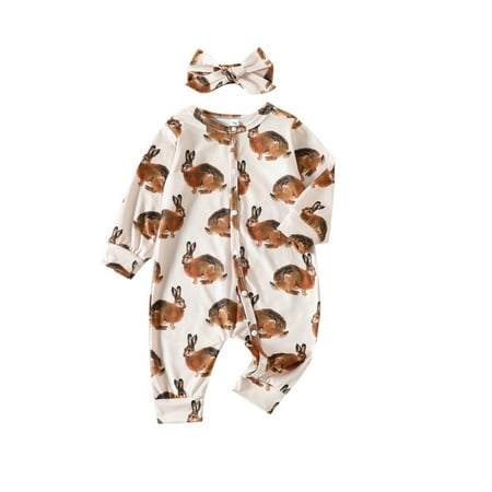 Newborn Infant Baby Unisex Floral Autumn Easter Bunny Print Long Sleeve Romper Jumpsuit Headbands Clothes
Newborn Infant Baby Unisex Floral Autumn Easter Bunny Print Long Sleeve Romper Jumpsuit Headbands Clothes