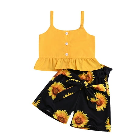Yyeselk Toddler Outfits Baby Girls Sleeveless Ruffles Solid Vest Tops Sunflower Shorts
Yyeselk Toddler Outfits Baby Girls Sleeveless Ruffles Solid Vest Tops Sunflower Shorts