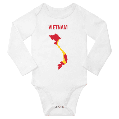 Vietnam Flag Map Clothes Baby Long Slevve Bodysuit (White 3-6 Months)