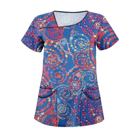 TKing Fashion Womens Summer Plus Size Independence Day Short Sleeve V-Neck Printed Tops Scrub Care Workwear T-Shirt with Pocket Dark Blue L
TKing Fashion Womens Summer Plus Size Independence Day Short Sleeve V-Neck Printed Tops Scrub Care Workwear T-Shirt with Pocket Dark Blue L