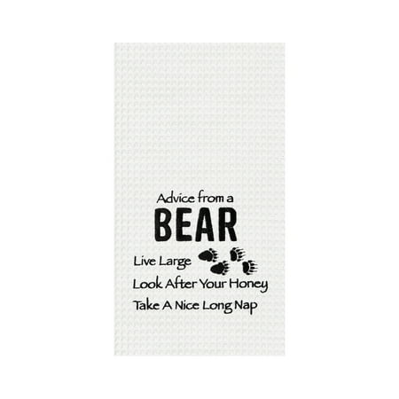 Advice From A Bear Embroidered Waffle Weave Kitchen Towel
