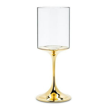 9.5 in. Wine Glass with Metallic Stem Clear & Gold